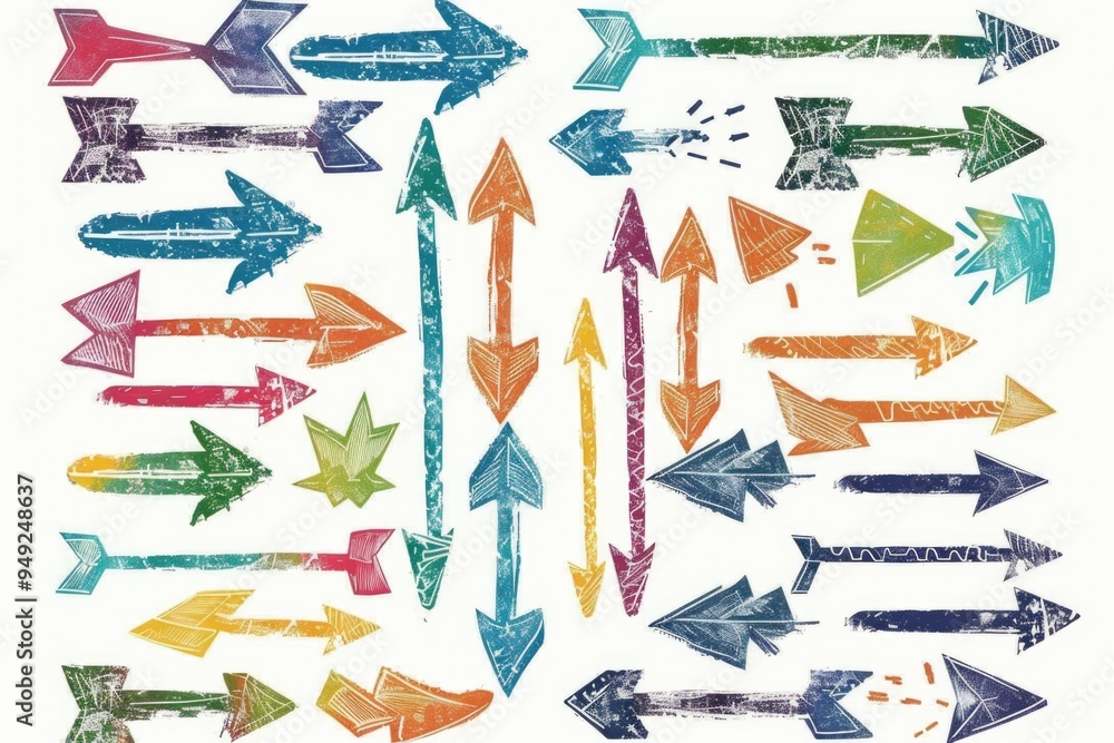 Aufkleber a collection of colorful arrows against a plain white background, ideal for illustrating communicati