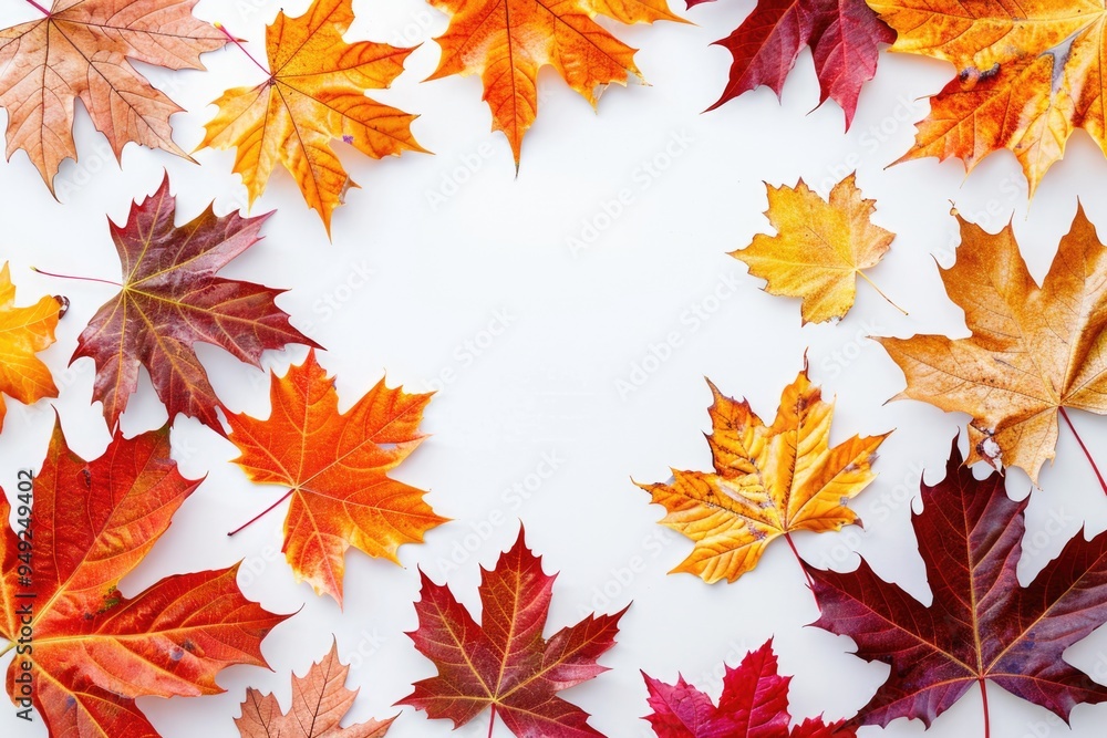 Poster A group of colorful leaves arranged in a circular shape