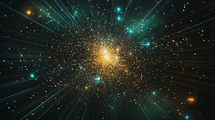 Fototapeta premium Abstract light explosion and network points, dot, earth's surface, digital background Innovation network points Earth's surface wave background digital wave information technology background