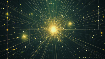 Obraz premium Abstract light explosion and network points, dot, earth's surface, digital background Innovation network points Earth's surface wave background digital wave information technology background