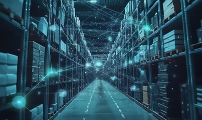 Global Logistics Network Visualized as Interconnected Digital Nodes Representing Supply Chain Elements
