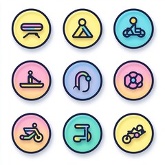 Minimalist Fitness Tracker Icons Icons representing various fitness activity tracked wearable walking cycling swimming sleep calorie burned Each icon should designed clear simple line optimized small