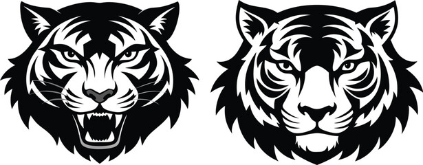 tiger head silhouette vector illustration 