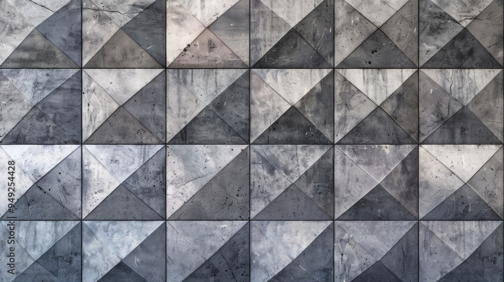 Poster a close-up of a textured wall featuring triangular shapes in black and white