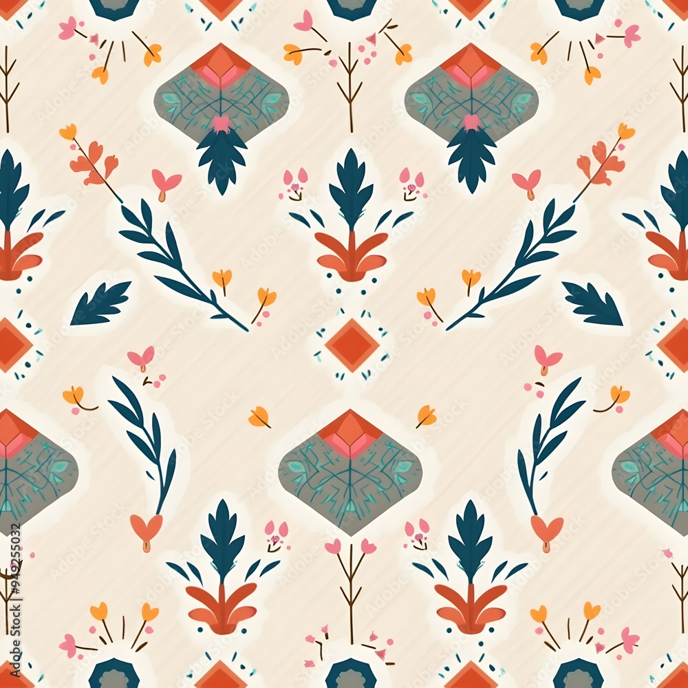 Poster seamless pattern with flowers. generative ai