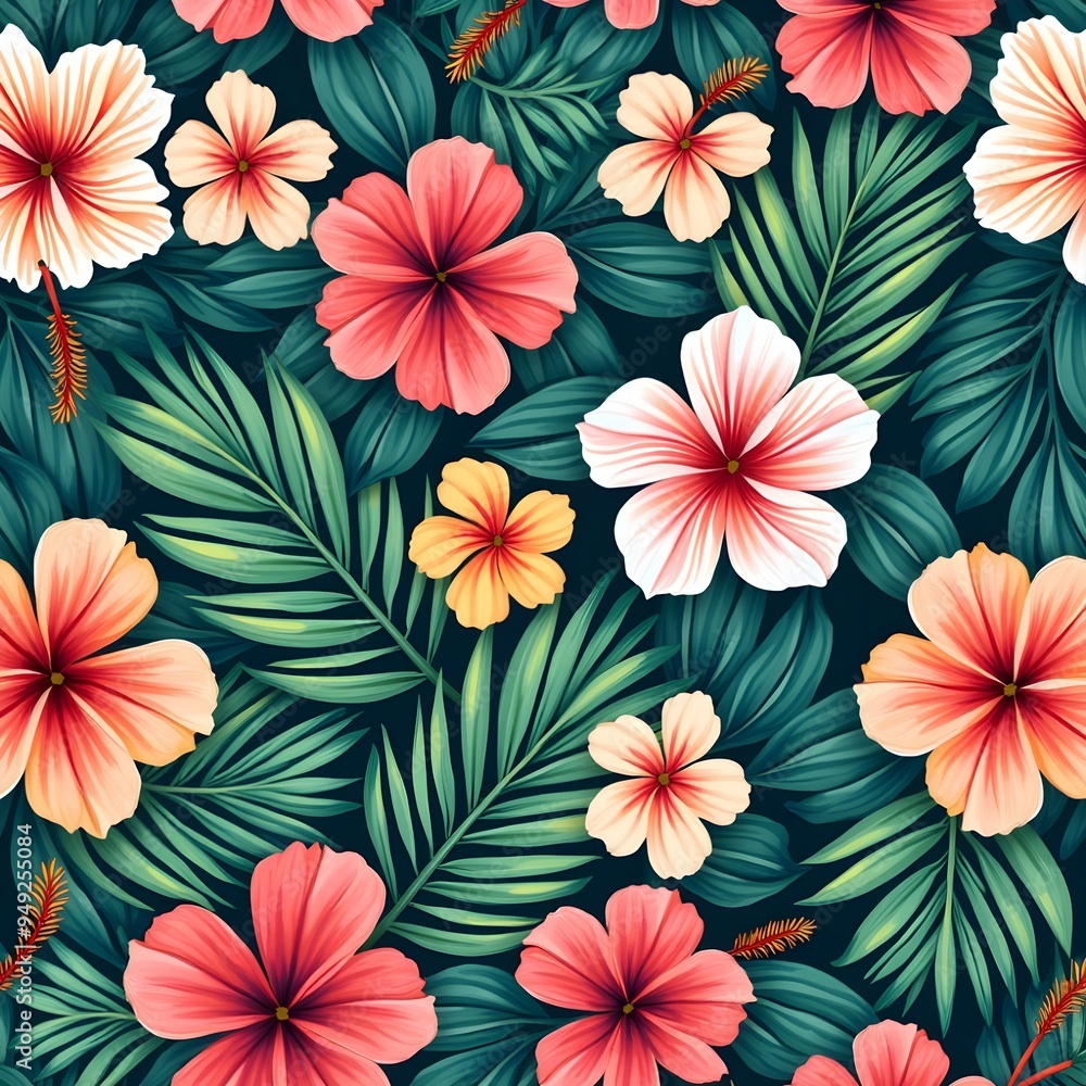 Poster seamless pattern with flowers. generative ai