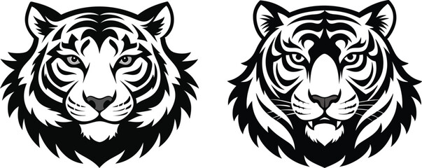 tiger head silhouette vector illustration 