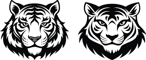 tiger head silhouette vector illustration 