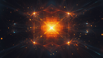 Fototapeta premium Abstract light explosion and network points, dot, earth's surface, digital background Innovation network points Earth's surface wave background digital wave information technology background 