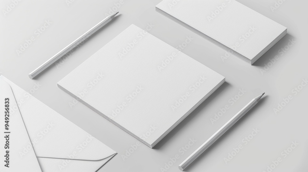 Aufkleber a set of stationery and pencils arranged neatly on a table