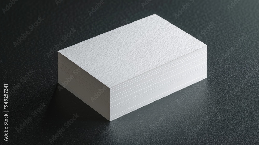 Poster a collection of white business cards arranged neatly on a table