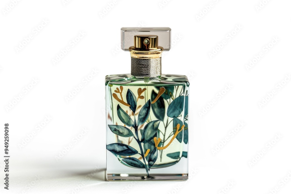 Poster A single perfume bottle placed on a clean and white surface, ready for use