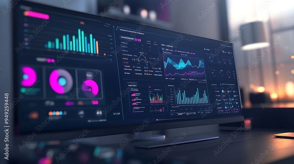Fototapete high-tech customer experience dashboard with real-time data analytics and ai-driven insights