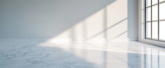 Fototapeta premium A beautiful marble fireplace in a living room with natural lighting, plenty of copy space
