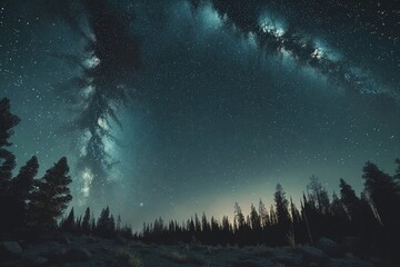 Night Sky Over Forest
