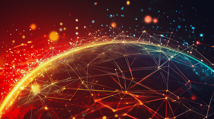 background Innovation network points Earth's surface wave background Abstract digital wave background information technology background The background is the background. gradient wave digital wave ban