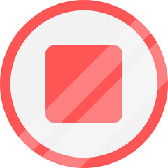 Red stop icon. Metallic stop icon.