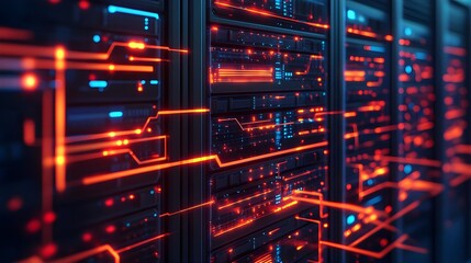 Naklejka premium Server Room Data Center Network Technology Abstract