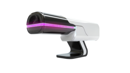 Laser scanner reader for barcode isolated on white background