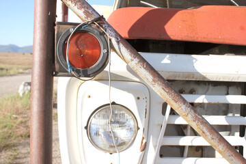 Old Fashioned 1980's Colorful Tow Truck, Lights Up Close