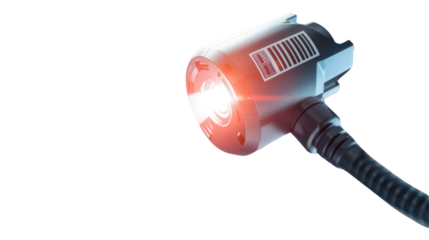 Laser scanner reader for barcode isolated on white background