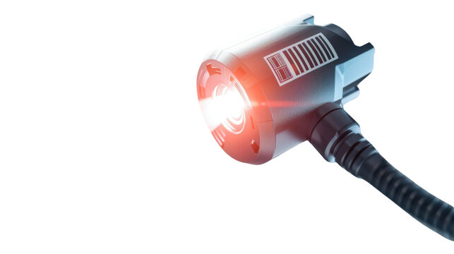 Laser scanner reader for barcode isolated on white background