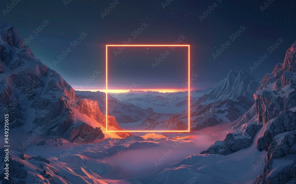 Canvas Prints a frame in the middle of a snowy mountain. ai.