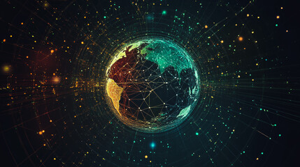 Obraz premium background Innovation network points Earth's surface wave background Abstract digital wave background information technology background The background is the background. gradient wave digital wave ban