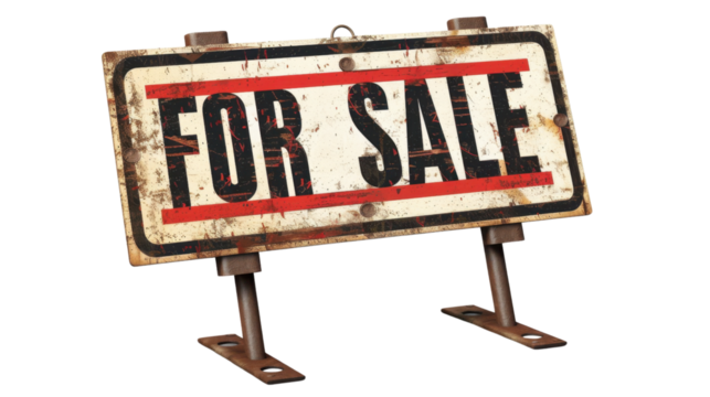 Home for sale real estate sign text banner isolated on white background - Powered by Adobe