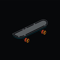 Original vector illustration. A contour icon. Vintage skateboard.