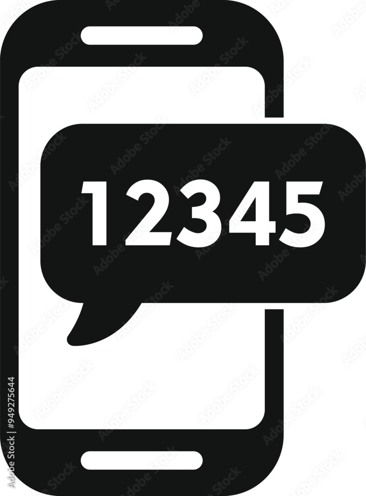 Poster black and white vector illustration of a smartphone showing one two three four five numbers in a spe