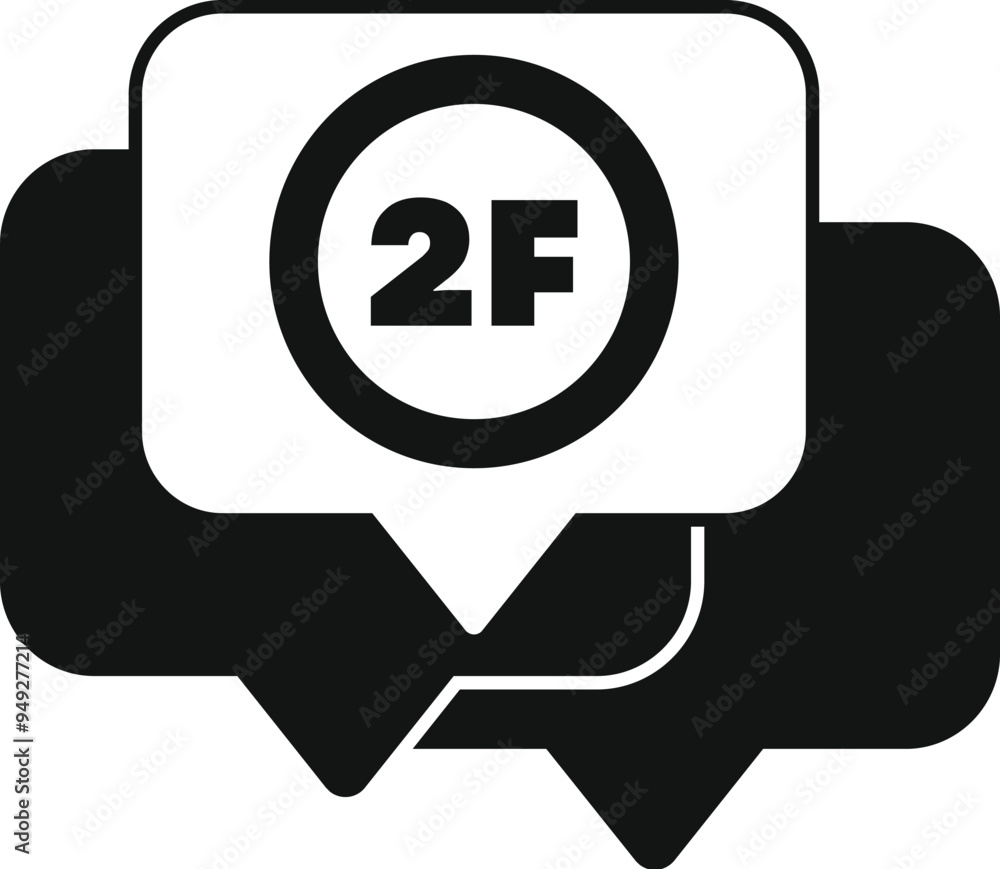 Poster black and white icon representing a two factor authentication concept for securing login