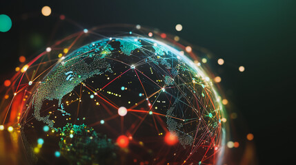 Obraz premium background Innovation network points Earth's surface wave background Abstract digital wave background information technology background The background is the background. gradient wave digital wave ban
