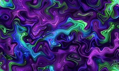 Fototapeta premium a swirling marbled pattern using deep purple, neon green, electric blue, and magenta colors, Generative AI