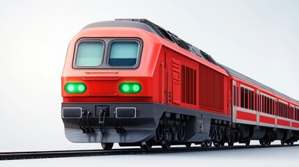 Obraz premium Red Train Locomotive 3D Illustration