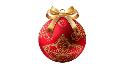 Christmas gold red decorations balls New Year isolated on white background
