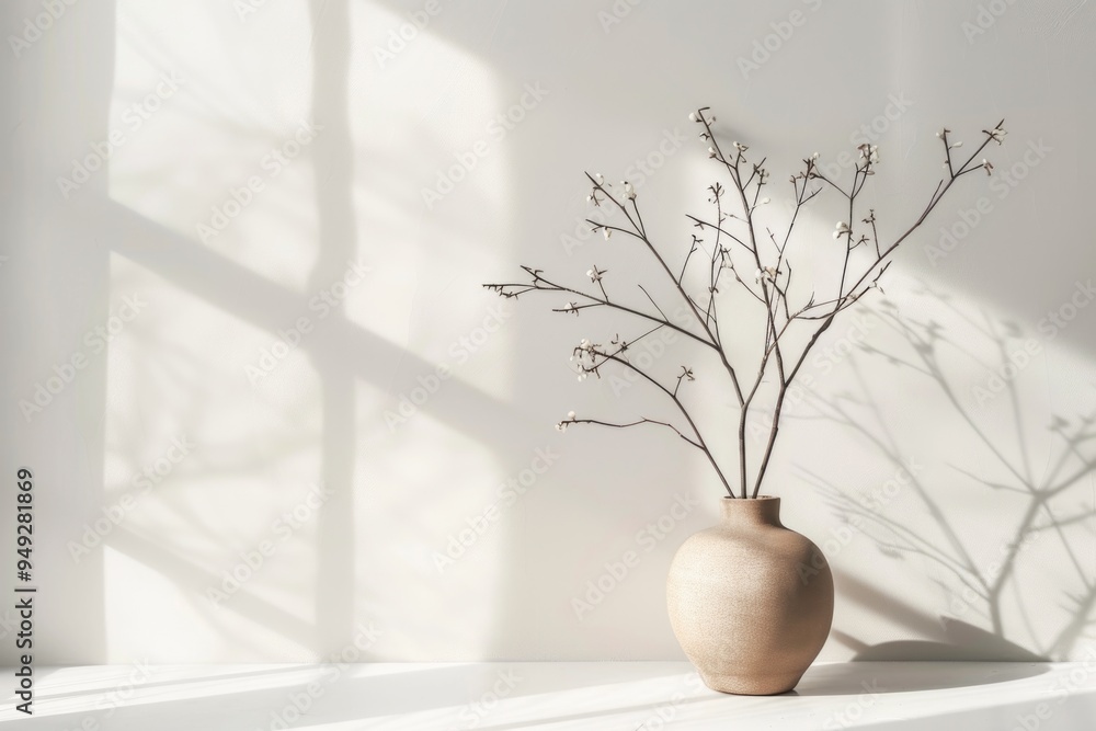 Poster A decorative arrangement of branches in a vase placed on a table