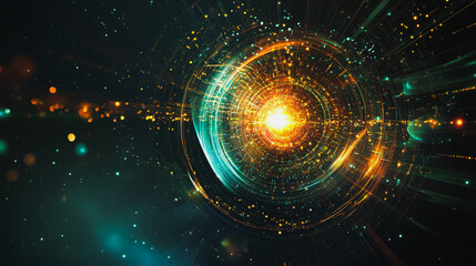 Obraz premium background Innovation network points Earth's surface wave background Abstract digital wave background information technology background The background is the background. gradient wave digital wave ban