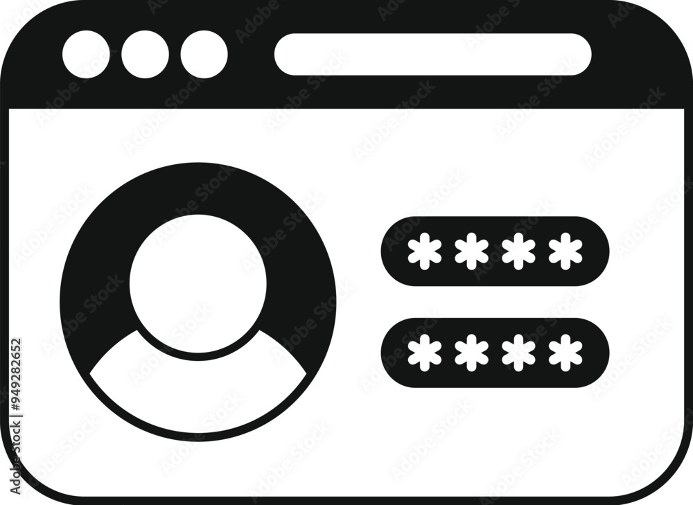 Poster website user profile login with password and avatar icon representing the concept of online security