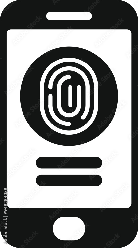 Poster smartphone is scanning a fingerprint for user authentication