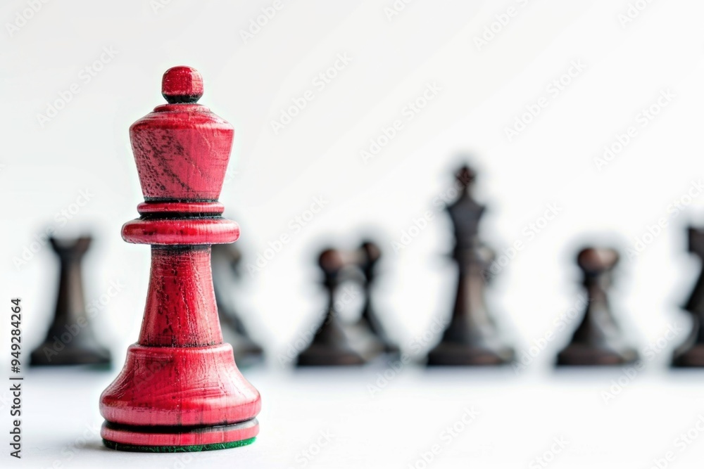 Poster a close-up shot of a red chess piece