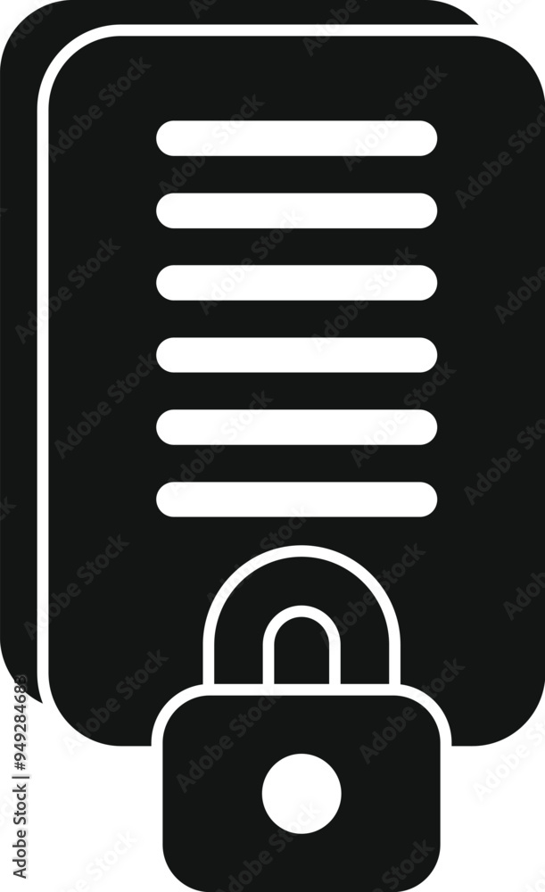 Poster padlock is securing digital files, symbolizing data protection and security in the digital age