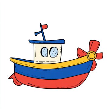 recommend clip art: Cartoon Illustration of a Boat with a Red Propeller