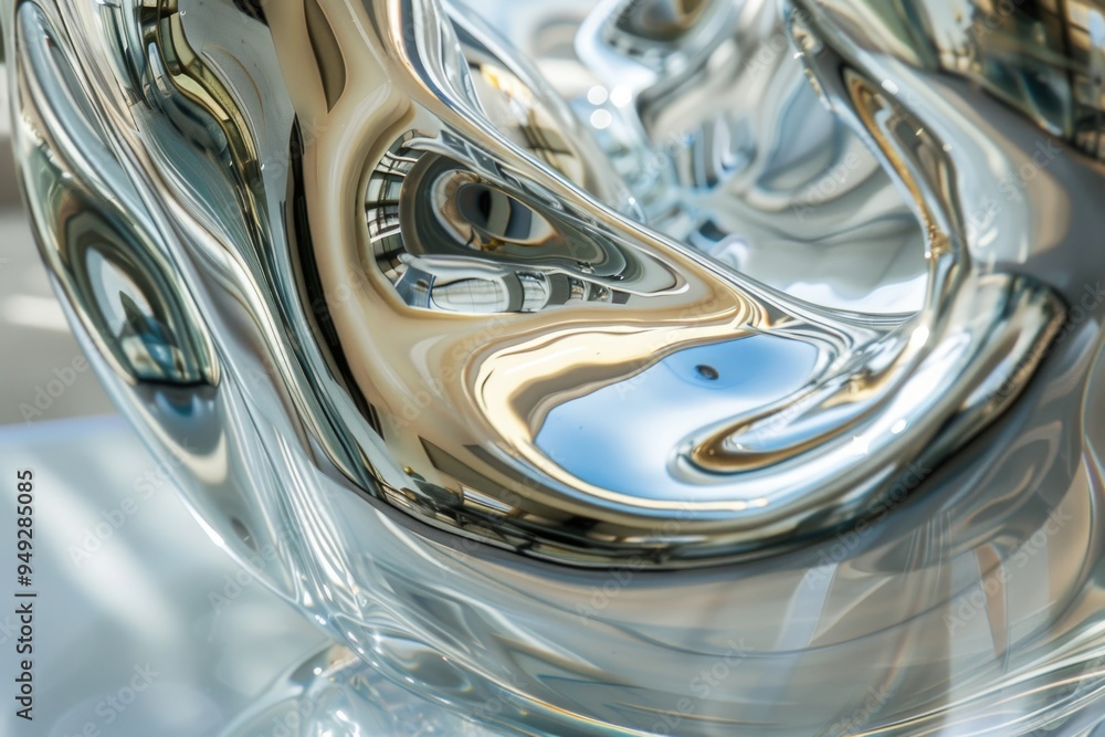 Poster a glass vase with a reflective surface showing a city building, suitable for architecture or citysca