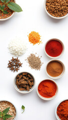 Spices and Herbs on White Background