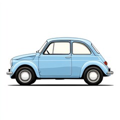 Illustration of a Classic Blue Small Car