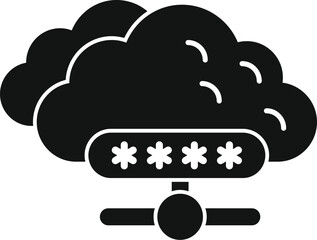 Cloud computing icon showing password protected network, data, information, server security