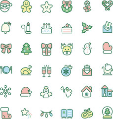 クリスマス　アイコン　ピクトグラム　あしらい　飾り　絵文字　シンプル　かわいい　イラスト素材セット