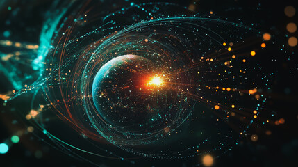 background Innovation network points Earth's surface wave background Abstract digital wave background information technology background The background is the background. gradient wave digital wave ban