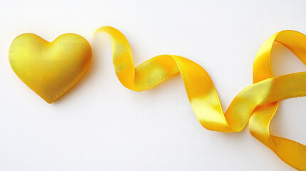 yellow ribbon on white background, world suicide prevention day, september 10, setembro amarelo, love, symbol, social awareness, support, care, holiday, decoration, design, art, wave